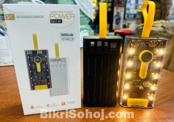 Transparent Fast Charging Power Bank 20000 Mah